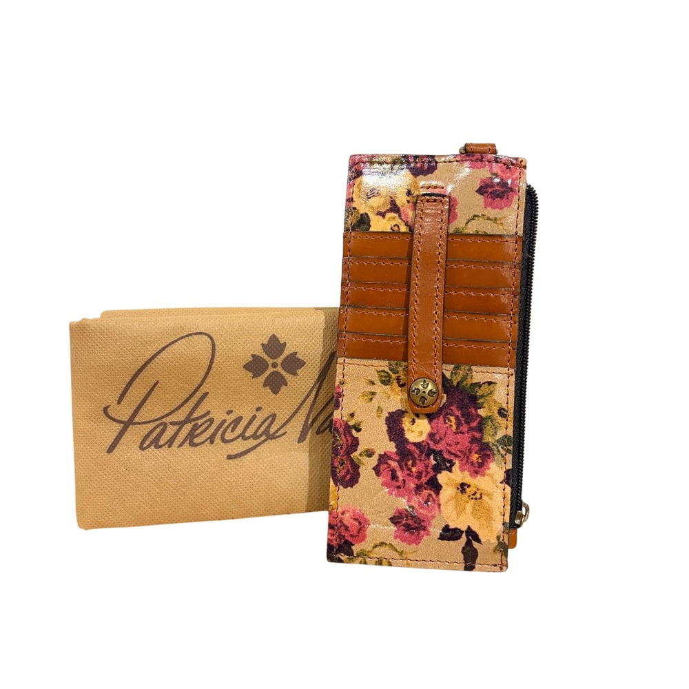 Patricia Nash Parisian Garden Floral Leather Card Case Wallet ID Window Slim